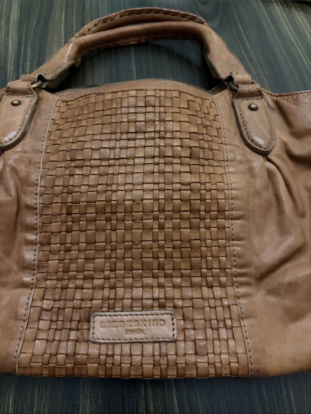 Liebeskind Tan Woven Leather Shoulder Bag